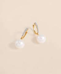Women 14k Gold Pearl Hoop Earrings - Brooks Brothers Outlet