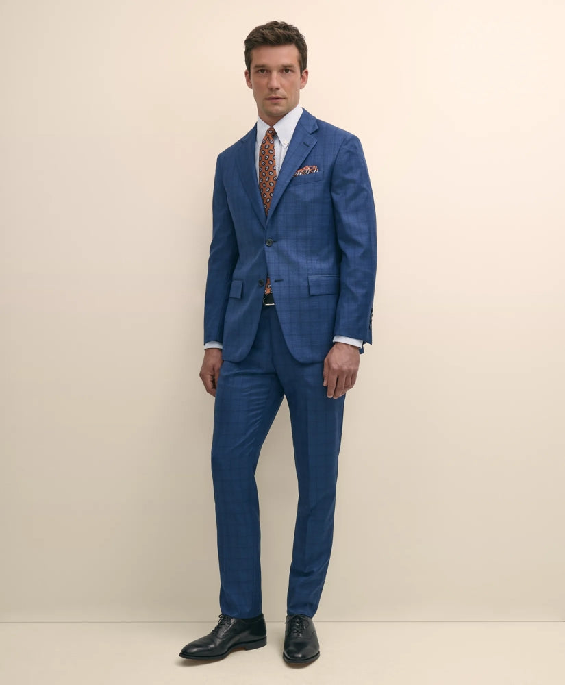 Men American-Made Slim Fit Multi Checked 1818 Suit - Brooks Brothers Outlet