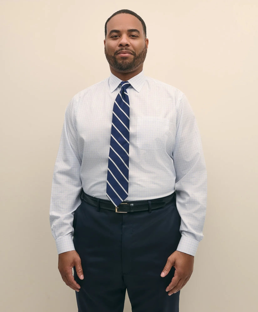 Sale Big & Tall Stretch Cotton Broadcloth Non-Iron Ainsley Collar, Tattersall Dress Shirt