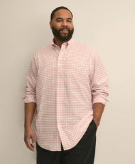 Men Big & Tall Stretch Cotton Non-Iron Oxford Polo Button Down, Windowpane Sport Shirt - Brooks Brothers On sale