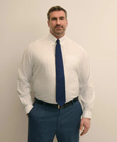Men Big & Tall Stretch Cotton Non-Iron Pinpoint Oxford Polo Button Down, Windowpane Dress Shirt - Brooks Brothers Online