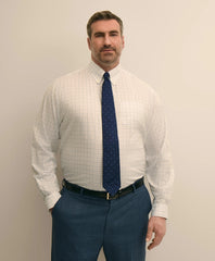 Men Big & Tall Stretch Cotton Non-Iron Pinpoint Oxford Polo Button Down, Windowpane Dress Shirt - Brooks Brothers Online