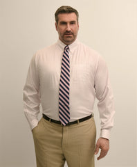 Men Big & Tall Stretch Cotton Non-Iron Pinpoint Oxford Polo Button Down, Windowpane Dress Shirt - Brooks Brothers Online