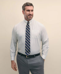 Shirts Big & Tall Stretch Cotton Non-Iron Pinpoint Polo Button Down Collar, Track Stripe Dress Shirt - Brooks Brothers US