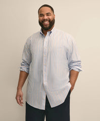 Men Big & Tall Stretch Cotton Non-Iron Poplin Polo Button Down, Stripe Sport Shirt - Brooks Brothers sale