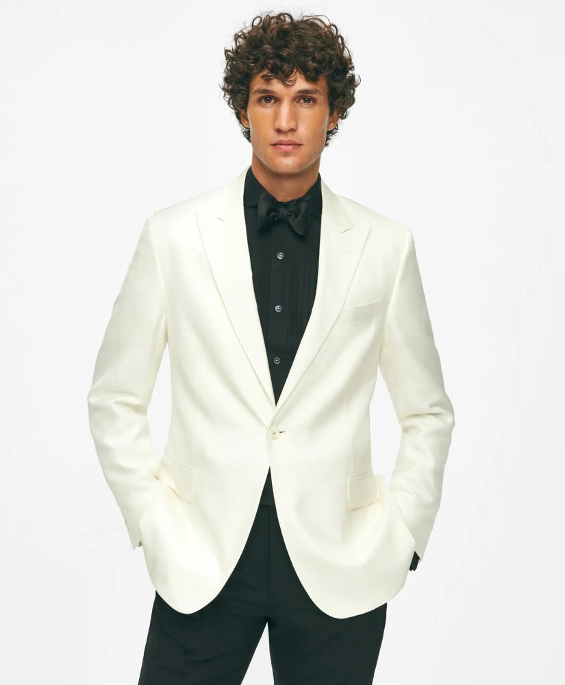 Tailored Black Fleece Peak Lapel Dinner Jacket in Silk Dupioni - Brooks Brothers Near me