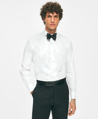 Tailored Black Fleece Pique Bib Londoner Collar Tuxedo Shirt in Sea Island Cotton - Brooks Brothers Discount