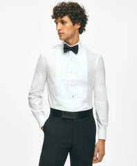 Tailored Black Fleece Pleated Londoner Collar Tuxedo Shirt in Sea Island Cotton - Brooks Brothers