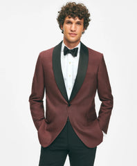 Tailored Black Fleece Satin Shawl Collar Dinner Jacket in Silk Hopsack - Brooks Brothers Gift