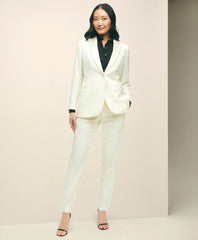 Women Black Fleece Tuxedo Pants in Wool - Brooks Brothers