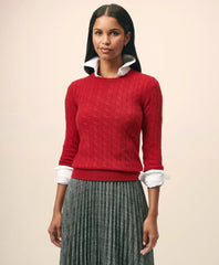 Women Cashmere Cable Crewneck Sweater - Brooks Brothers Online