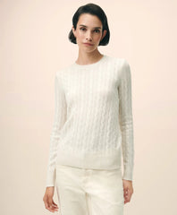 Women Cashmere Cable Crewneck Sweater - Brooks Brothers Online