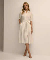 Women Embroidered Belted Shirt Dress - Brooks Brothers Online