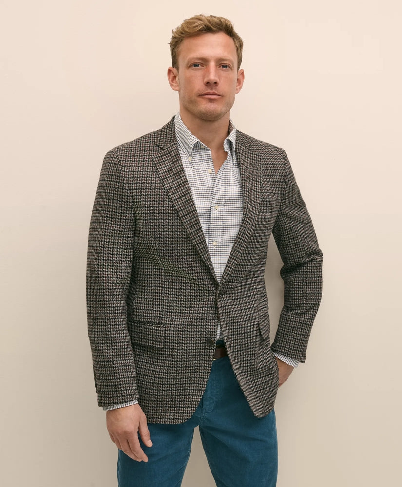 Sale Classic Fit Cotton Wool Blend Knit Houndstooth Sport Coat - Brooks Brothers On sale
