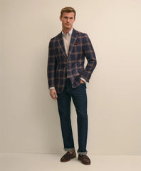 Men Classic Fit Linen-Silk-Cotton Check 1818 Sport Coat
