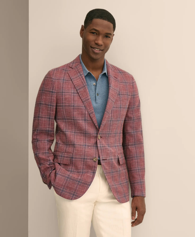 Tailored Classic Fit Wool-Cotton-Linen Hopsack Check Sport Coat - Brooks Brothers Near me