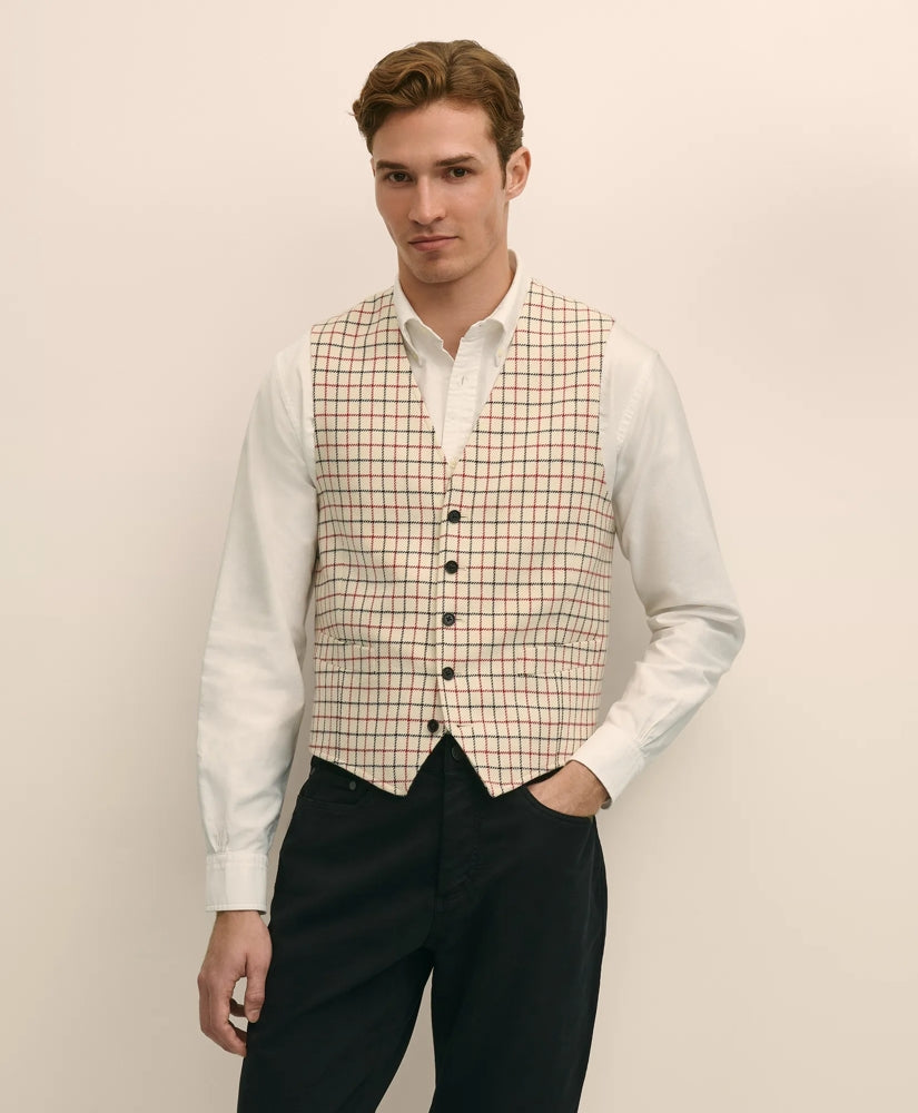 Sale Classic Fit Wool Tattersall Suit Vest - Brooks Brothers Online