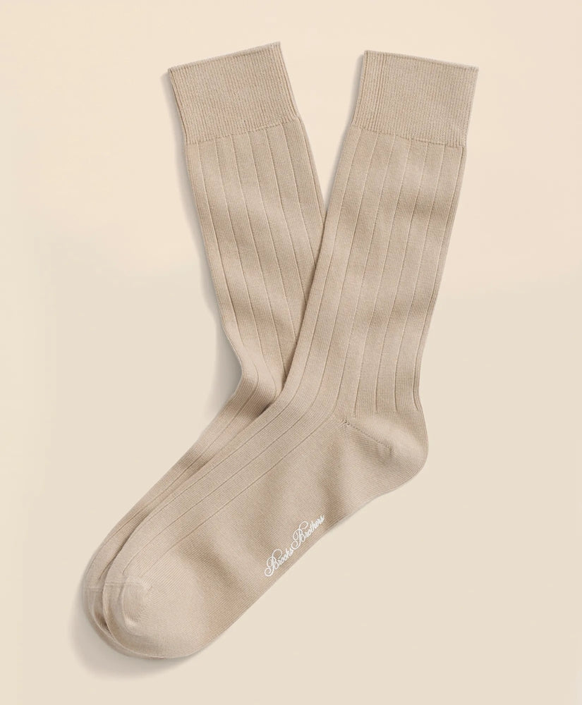 Men Cotton Blend Ribbed Crew Socks - Brooks Brothers Gift