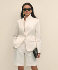 Sale Cotton Blend Sateen Single-Button Peak Lapel Jacket - Brooks Brothers Outlet