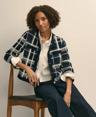 Sale Cotton-Blend Soft Plaid Cardigan - Brooks Brothers Near me