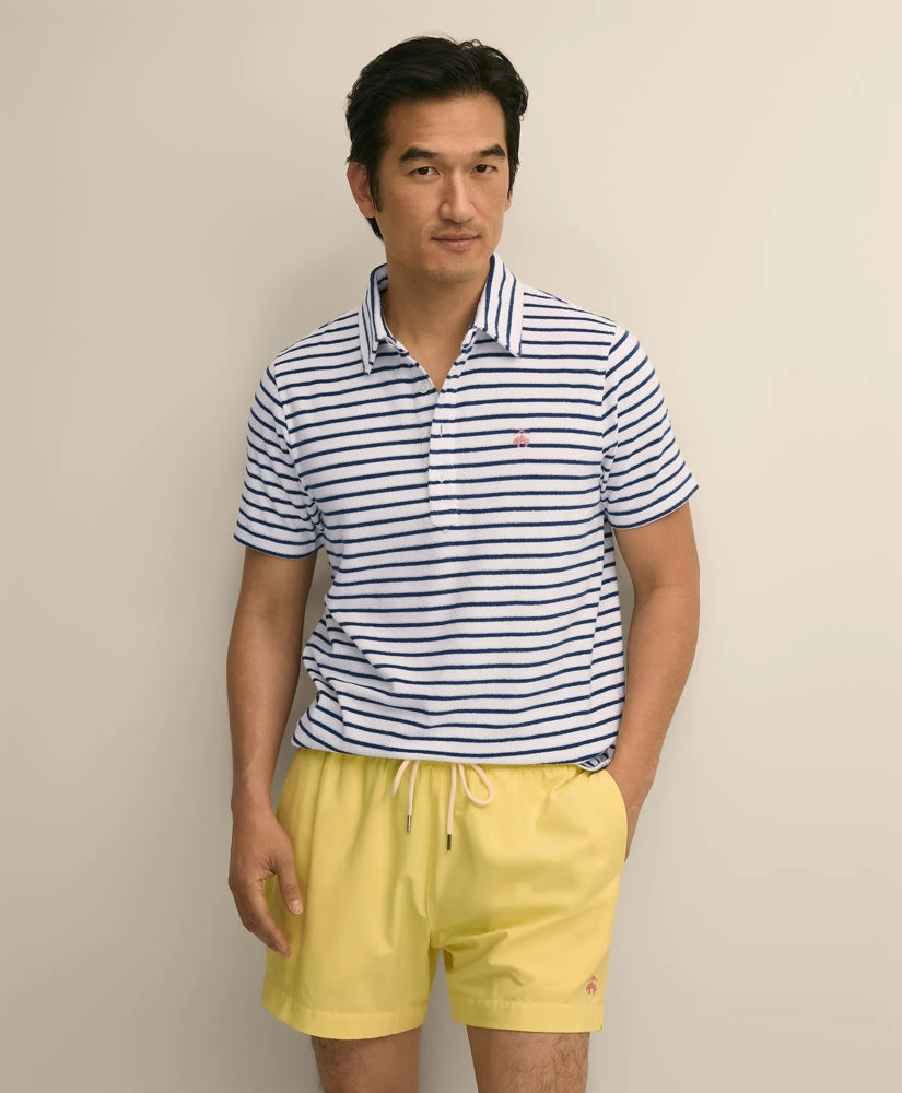 Men Cotton Blend Terry Cloth Stripe Polo Shirt - Brooks Brothers US