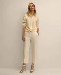 Women Cotton Dobby Cropped Wide-Leg Pants - Brooks Brothers Outlet