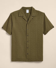 Men Cotton Embroidered Geo Camp Collar Short-Sleeve Shirt - Brooks Brothers Near me