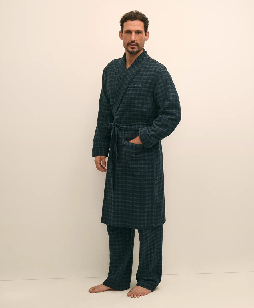 Sale Cotton Flannel Tartan Robe - Brooks Brothers Online