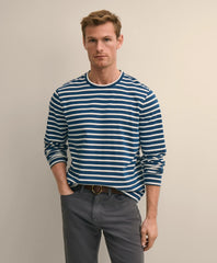 Shirts Cotton Indigo-Dyed Heavyweight Mariner Stripe Long-Sleeve T-Shirt - Brooks Brothers Gift