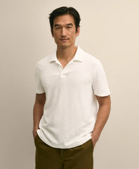 Men Cotton-Linen Pique Johnny Collar Shirt - Brooks Brothers Gift