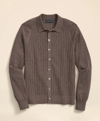 Sale Cotton Mini-Cable Polo Cardigan - Brooks Brothers Near me