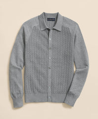 Sale Cotton Mini-Cable Polo Cardigan - Brooks Brothers Near me
