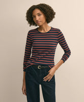 Women Cotton-Modal Blend Mariner Stripe Long-Sleeve T-Shirt - Brooks Brothers Outlet