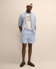 Men Cotton Oxford Stripe Lounge Shorts