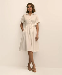Women Cotton Sateen Short-Sleeve Belted Shirt Dress - Brooks Brothers Gift