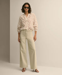 Women Cotton Twill Braided-Detail Wide-Leg Pants - Brooks Brothers sale