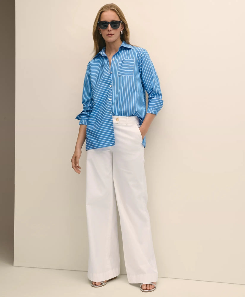 Sale Cotton Twill Wide-Leg Pants - Brooks Brothers Near me