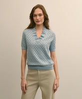 Women Cotton Viscose Short-Sleeve Ruffle Sweater - Brooks Brothers Gift