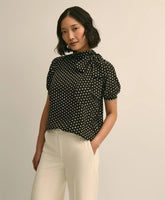 Sale Dot-Print Tie-Neck Blouse