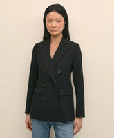 Women Double-Breasted Peak Lapel Jacket in Fine Twill Stretch Crepe - Brooks Brothers US