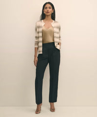 Women Easy Fit, Elastic Back Fine Twill Stretch Crepe Straight-Leg Pants - Brooks Brothers On sale
