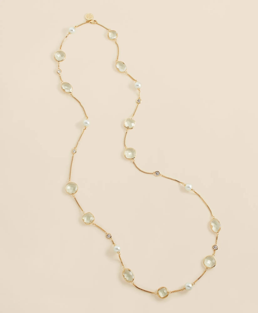 Women Faux Pearl, Faceted Glass and Cubic Zirconia Long Necklace - Brooks Brothers Near me