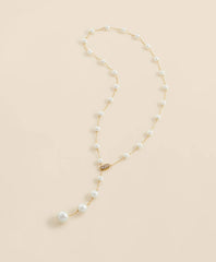 Women Faux Pearl & Gold-Toned Y-Neck Necklace