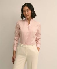 Shirts Fitted Funnel Neck Shirt in Non-Iron Royal Oxford Cotton - Brooks Brothers On sale