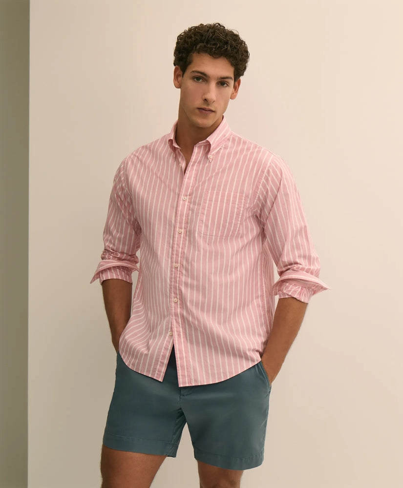 Men Friday Shirt, Poplin Stripe - Brooks Brothers sale