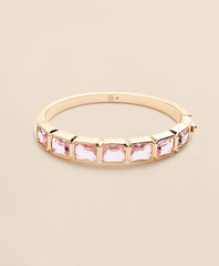 Women Gold-Tone Pink-Stone Bangle Bracelet - Brooks Brothers