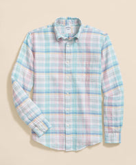 Shirts Irish Linen Polo Button Down Collar, Multi Plaid Shirt - Brooks Brothers