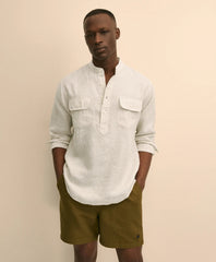 Men Irish Linen Popover Shirt - Brooks Brothers Discount