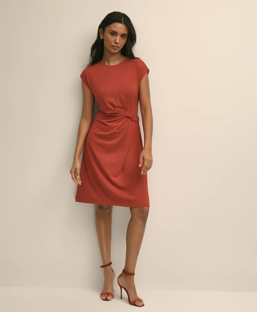 Women Jersey Cap-Sleeve Twisted-Detail Dress - Brooks Brothers US