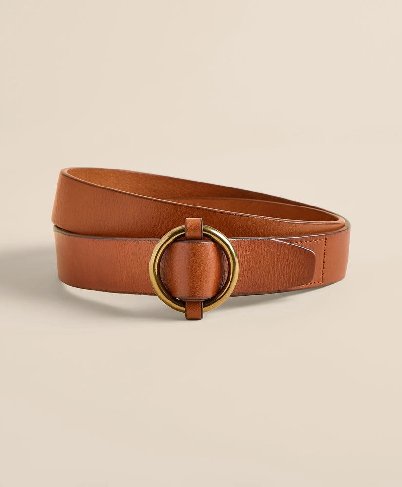 Men Leather Round Buckle Belt